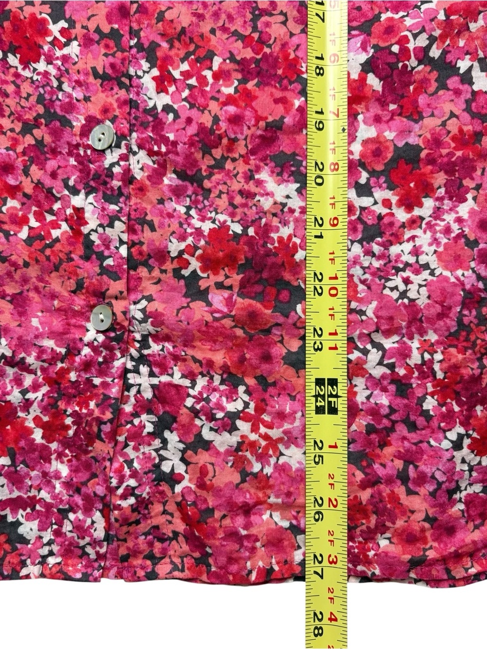 J Jill Floral Long Sleeve Button Up Cotton Voile Blouse Shirt Pink Red L - Picture 7 of 11